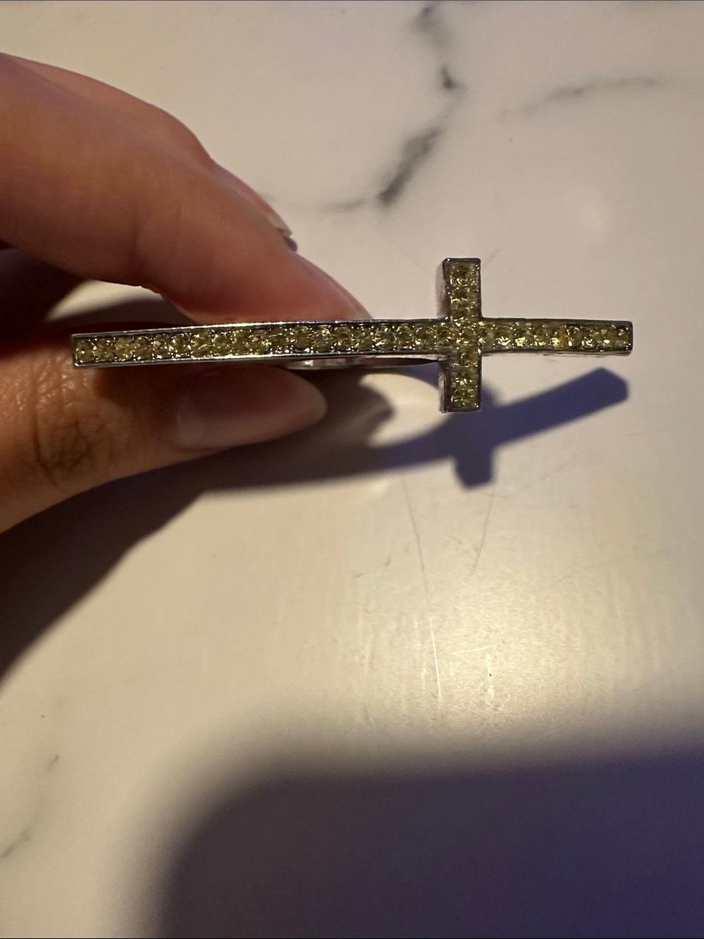 Gold Yellow Crystal Cross Ring - Women Jewelry